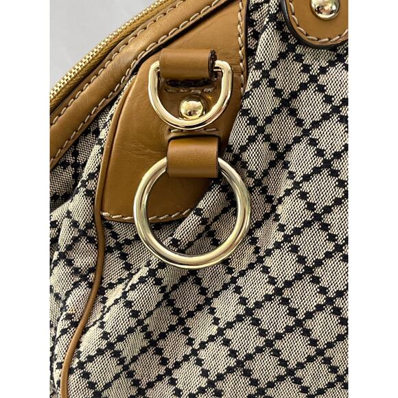 Gucci Sukey Medium Satchel 223974 Beige Diamante Canvas Leather Trim - Picture 12 of 16